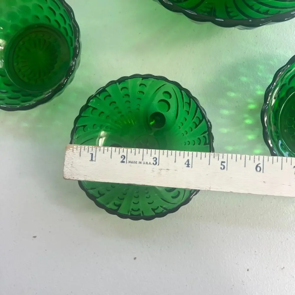 Vintage Anchor Hocking Bowl Set of 4 Forest Green Burple Salad Snack Chip Bowl